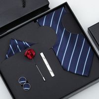 Business Stripe Arrow Solid Color Polyester Yarn Men's Tie sku image 36