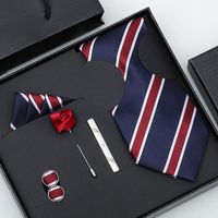 Business Stripe Arrow Solid Color Polyester Yarn Men's Tie sku image 63