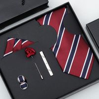 Business Stripe Arrow Solid Color Polyester Yarn Men's Tie sku image 64