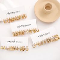 Wholesale Jewelry Ig Style Simple Style Geometric Alloy Artificial Pearls Plating Inlay Earrings main image 5