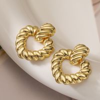 1 Pair Sweet Simple Style Heart Shape Plating Copper 18k Gold Plated Drop Earrings main image 3