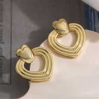 1 Pair Sweet Simple Style Heart Shape Plating Copper 18k Gold Plated Drop Earrings sku image 1