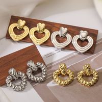 1 Pair Sweet Simple Style Heart Shape Plating Copper 18k Gold Plated Drop Earrings main image 1