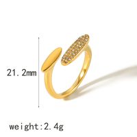 Edelstahl 304 18 Karat Vergoldet Strassenmode Polieren Überzug Inlay Kreis Zirkon Offener Ring sku image 1