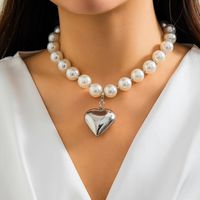 Elegant Exaggerated Heart Shape Ccb Imitation Pearl Beaded Plating Women's Necklace main image 3