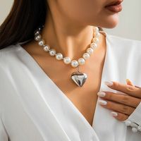 Elegant Exaggerated Heart Shape Ccb Imitation Pearl Beaded Plating Women's Necklace main image 6