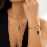 Elegant Luxurious Rectangle Alloy Iron Plating Inlay Rhinestones Women's Bracelets Necklace main image 1
