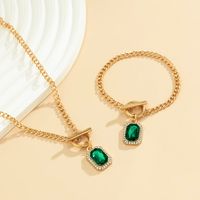 Elegant Luxurious Rectangle Alloy Iron Plating Inlay Rhinestones Women's Bracelets Necklace main image 4