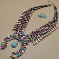 Ethnic Style Simple Style Water Droplets Alloy Plastic Inlay Turquoise Women's Jewelry Set main image 1