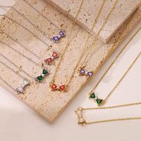 Simple Style Bow Knot Stainless Steel Plating Inlay Zircon White Gold Plated Gold Plated Pendant Necklace main image 6
