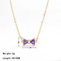 Simple Style Bow Knot Stainless Steel Plating Inlay Zircon White Gold Plated Gold Plated Pendant Necklace sku image 4