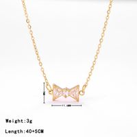 Simple Style Bow Knot Stainless Steel Plating Inlay Zircon White Gold Plated Gold Plated Pendant Necklace sku image 1