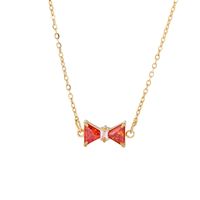 Simple Style Bow Knot Stainless Steel Plating Inlay Zircon White Gold Plated Gold Plated Pendant Necklace sku image 2