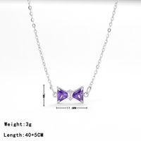 Simple Style Bow Knot Stainless Steel Plating Inlay Zircon White Gold Plated Gold Plated Pendant Necklace sku image 8