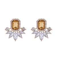 1 Pair Elegant Luxurious Geometric Plating Inlay Alloy Rhinestones Glass Gold Plated Earrings main image 5