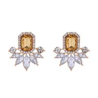 1 Paire Élégant Luxueux Géométrique Placage Incruster Alliage Strass Verre Plaqué Or Des Boucles D'oreilles main image 5