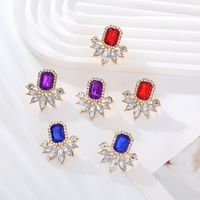 1 Pair Elegant Luxurious Geometric Plating Inlay Alloy Rhinestones Glass Gold Plated Earrings main image 3