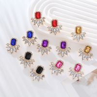 1 Pair Elegant Luxurious Geometric Plating Inlay Alloy Rhinestones Glass Gold Plated Earrings main image 1