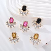 1 Pair Elegant Luxurious Geometric Plating Inlay Alloy Rhinestones Glass Gold Plated Earrings main image 4