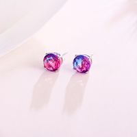 1 Pair Casual Elegant Commute Round Inlay Copper Zircon White Gold Plated Ear Studs main image 4