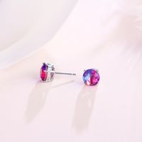 1 Pair Casual Elegant Commute Round Inlay Copper Zircon White Gold Plated Ear Studs main image 3