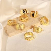 Elegant Simple Style Geometric Copper Enamel Plating Inlay Glass Zircon 18k Gold Plated Open Rings main image 1
