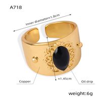 Elegant Simple Style Geometric Copper Enamel Plating Inlay Glass Zircon 18k Gold Plated Open Rings sku image 1