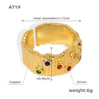 Elegant Simple Style Geometric Copper Enamel Plating Inlay Glass Zircon 18k Gold Plated Open Rings sku image 3