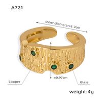 Elegant Simple Style Geometric Copper Enamel Plating Inlay Glass Zircon 18k Gold Plated Open Rings sku image 2