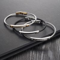 Hip-hop Simple Style Geometric Stainless Steel Plating Bangle main image 1