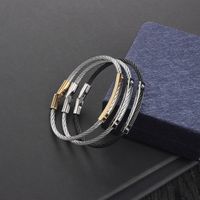 Hip-hop Simple Style Geometric Stainless Steel Plating Bangle main image 6