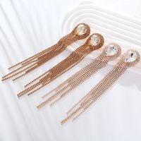 1 Pair Elegant Luxurious Water Droplets Tassel Plating Inlay Alloy Rhinestones Glass Gold Plated Drop Earrings main image 3