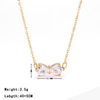 Sweet Simple Style Heart Shape Bow Knot Stainless Steel Plating Inlay Zircon White Gold Plated Gold Plated Pendant Necklace main image 2