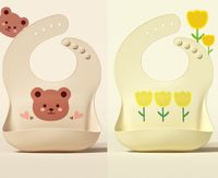 Cute Cartoon Bear Flower Silica Gel Bib Baby Accessories sku image 6