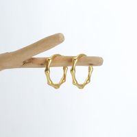 1 Pair Simple Style Waves Plating Sterling Silver Gold Plated Earrings main image 7