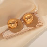 1 Pair IG Style Retro Round Plating 304 Stainless Steel Gold Plated Ear Studs main image 3