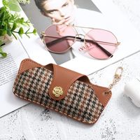 Classical Color Block Pu Leather Unisex Glasses Pouch sku image 1