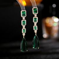 1 Pair Glam Shiny Water Droplets Plating Inlay Copper Zircon Drop Earrings sku image 3