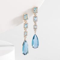 1 Pair Glam Shiny Water Droplets Plating Inlay Copper Zircon Drop Earrings main image 5