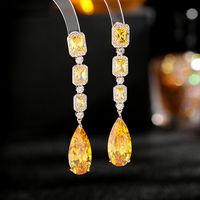 1 Pair Glam Shiny Water Droplets Plating Inlay Copper Zircon Drop Earrings sku image 2