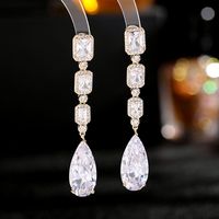 1 Pair Glam Shiny Water Droplets Plating Inlay Copper Zircon Drop Earrings sku image 1