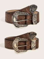 Casual Simple Style Printing Imitation Leather Alloy Women's Leather Belts main image 4