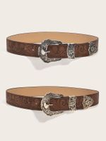 Casual Simple Style Printing Imitation Leather Alloy Women's Leather Belts main image 2