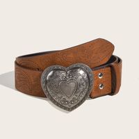Retro Heart Shape Imitation Leather Alloy Women's Leather Belts main image 1