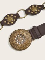 Retro Flower Metal Plating Rivet Women's Leather Belts main image 4