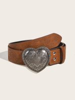 Retro Heart Shape Imitation Leather Alloy Women's Leather Belts sku image 1