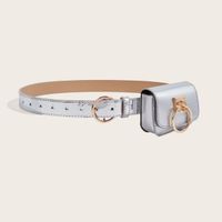 Simple Style Solid Color Imitation Leather Alloy Women's Leather Belts sku image 1