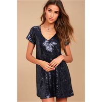 Women's Sequin Dress Elegant Classic Style V Neck Sequins Short Sleeve Solid Color Above Knee Family Gathering Daily Tea Party main image 5