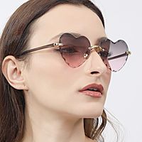 Casual Formal Heart Shape Pc Special-shaped Mirror Frameless Women's Sunglasses main image 1
