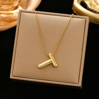 Classic Style Letter Titanium Steel Plating Pendant Necklace sku image 20